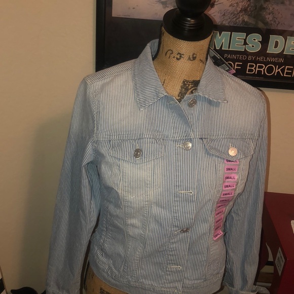 Nine West striped jeans jacket small